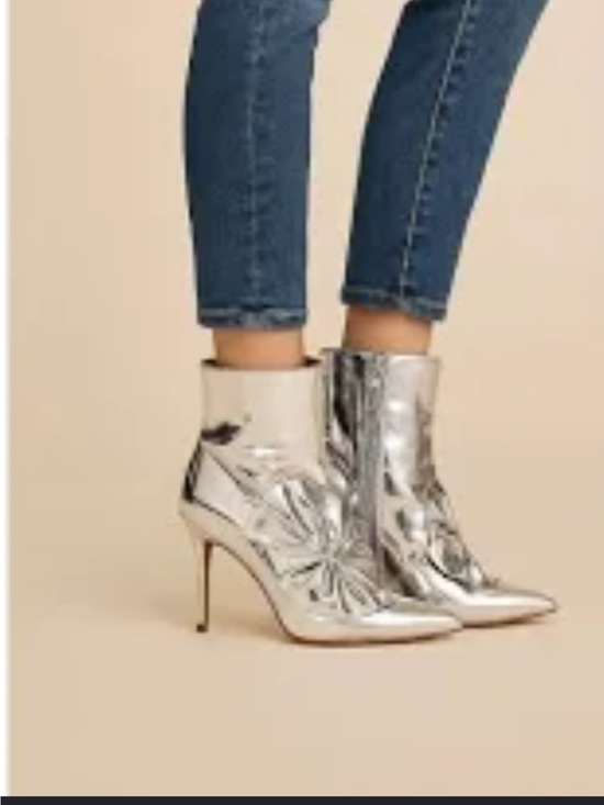 Sam Edelman Shoes - NIB Sam Edelman Metallic Silver Pointed-Toe Stiletto Ankle Bootie - SZ 10